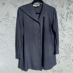 Sweet DKNY Jeans gray crepe silk sailor collar mini dress